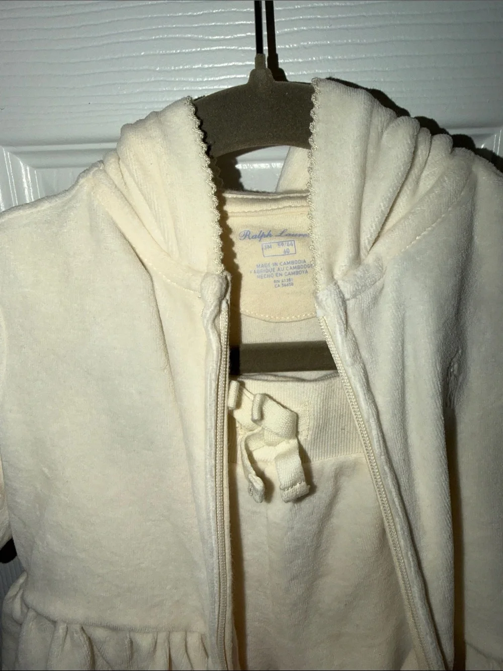Ralph Lauren Cream Baby Girls Hoodie & Pants Matching Set